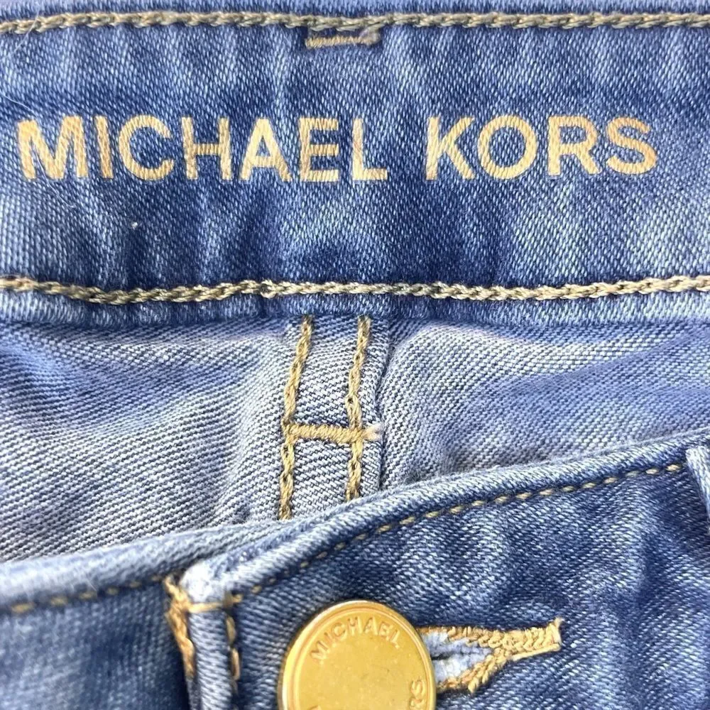 Michael Kors Izzy Skinny Fray Hem Cropped Jeans